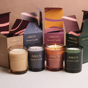 Vela Aromática AIKUN de Marca Privada en Frasco de Vidrio, Vela de Cera de Soya, Regalo de Aromaterapia, Logotipo Personalizado, Fabricante OEM ODM - Product Image 1