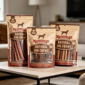 Bolsa de 300g para envasar snacks para mascotas, impresa a medida, con cierre de cremallera, ventana y lámina de aluminio a prueba de humedad, OEM. - Product Image 1