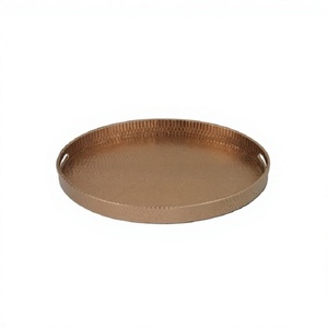 Plateau de service pour chocolats, couleur or laiton, qualité supérieure, forme ronde, pour la présentation des aliments lors des dîners. - Product Image 1