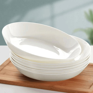 Piatto da Cena in Porcellana Bianca Cinese, Stoviglie Ecologiche per Feste, Ceramica Rotonda Solida Sottosmalto - Product Image 4