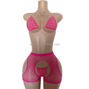 Pakaian Tari Eksotis Grosir Desainer Pakaian Penari Striptis Lingerie Seksi Set Bikini Jaring - Product Image 6