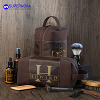 Trousse de toilette pour hommes avec logo personnalisé pochettes en cuir PU maquillage cosmétique en similicuir lasérisable pour femmes et hommes avec fermeture éclair