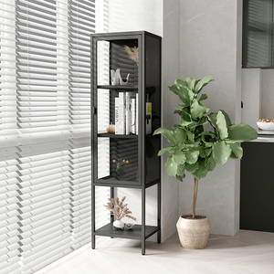 Vitrina de exhibición con 2 puertas de vidrio, armario de acero, mueble de almacenamiento, armario metálico, casillero para sala de estar, estantería de acero, librero - Product Image 4