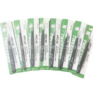 Pinzas antiestáticas VETUS ESD-16 de acero inoxidable, punta recta, mango ancho, pinzas Venus endurecidas de precisión, para reparación y - Product Image 1