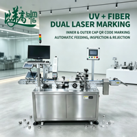 Machine de marquage laser UV à double fibre entièrement automatique pour l'impression de codes QR et de dates sur bouchons de bouteilles avec alimentation automatique et inspection visuelle