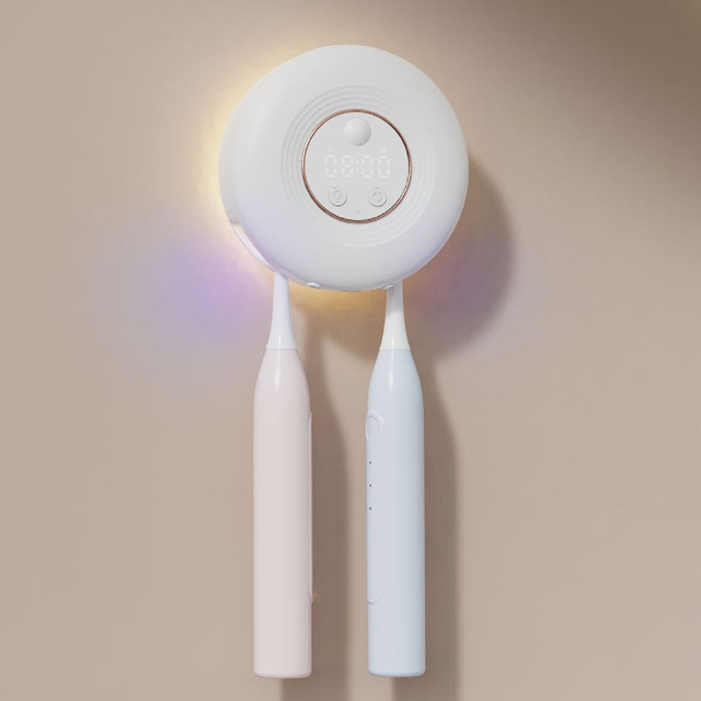 Wall Mounted Automatic Sensing Portable Plastic UV Toothbrush Sterilizer with Night Light USB Type-C Charging Sanitizer Holder