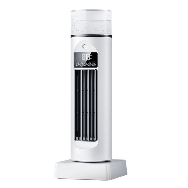 Digital Bladeless Plastic Desktop Tower Fan Remote Control Adjustable Height Three-Speed Cooling Water Replenishing Household
