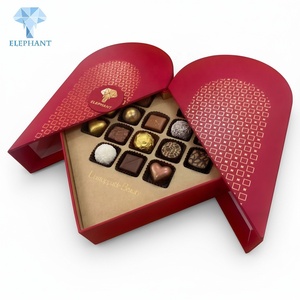 Caja Rígida de Doble Puerta con Forma de Corazón, Personalizada con Lámina Roja y Dorada, con Bandeja Recortada, para Bombones de Chocolate, para San Valentín o Bodas, Marca ELEPHANT - Product Image 4