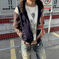 Gilet sans manches vintage en coton 100% imprimé sur mesure avec fermeture éclair, style streetwear tendance Y2K, imperméable et écologique
