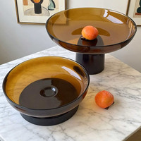 Plateau à fruits secs et desserts en verre, style minimaliste et luxueux, grand format, motif uni, pour la maison, le salon, la table basse