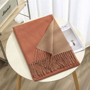 Bufanda Larga de Invierno al por Mayor con Borlas, Color Sólido, Doble Cara, Chal de Pashmina, Bufandas de Cachemira de Lujo Cálidas para Mujer - Product Image 1