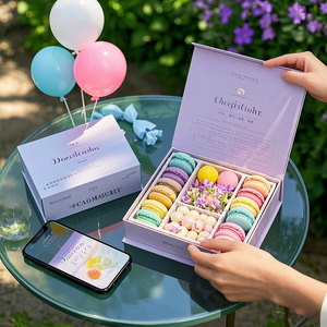 Chất Lượng Cao Tùy Chỉnh <span class=keywords><strong>Macaron</strong></span> Hộp Giấy Quà Tặng Sang Trọng Bao Bì Với Chia Tái Chế Được Làm Từ Vật Liệu Tái Chế Cho Sushi - Product Image 1