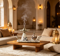 Ensemble de brûleurs d'encens arabes de luxe Mabkhara pour la décoration de la maison pendant le Ramadan, brûleur de Bakhoor en marbre Calacatta Viola avec pot de rangement personnalisé