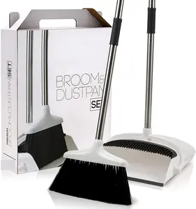 hot seller household cleaning long handle super plastic windproof broom and dustpan set