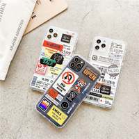 Coque de téléphone en TPU souple avec étiquette de code à barres rétro pour iPhone 14 13 12 Pro 12 Mini 12 Pro Max 11 Pro 11 XS Max XR 8 7 Plus