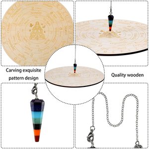 Un ensemble de chakras pendule en bois tableau <span class=keywords><strong>radiesthésie</strong></span> divination métaphysique tableau d'affichage autel sorcellerie pendule en cristal - Product Image 3