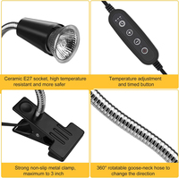 Lampe solaire pour reptiles à spectre complet avec support UVA UVB 3.0 E27 Lampe chauffante à ampoule réglable Tortue Lézards Basking Spot Light
