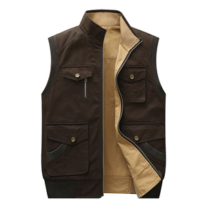 Men's Reversible Outdoor Practical Multiple Pockets Vest Jacket Two-side Cotton <strong>Sleeveless</strong> <strong>Coat</strong> - Product Image 3