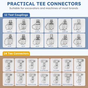 Kit de Diagnóstico Hidráulico con 5 Manómetros y 13 Acoples de Prueba para Excavadoras y Maquinaria de Construcción - Product Image 3