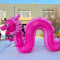 Dragon chinois rose gonflable géant aérien Produits gonflables décoratifs de dragon de fleur de pêcher pour des événements