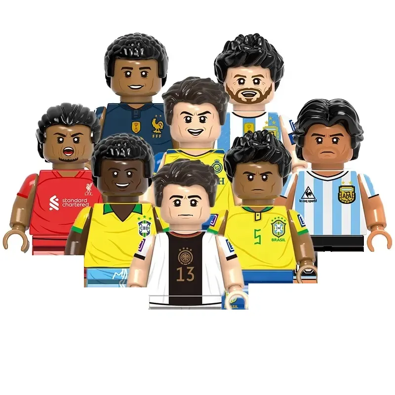 G0112 Hot Sell Block Football Stars Messi Ronaldo Mbappe Mini Characters Compatible Bricks Educational Boys Toys