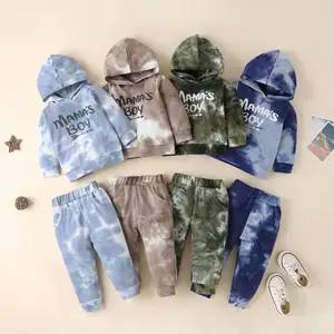 Q101017 Boutique Mồ Hôi Phù Hợp Với Cho Bé Trai 2 Piece Quần Áo Set Tie-Dye Trùm Đầu Tank Top Boy Đặt Toddler Boy Mùa Thu Mùa Đông Trang Phục