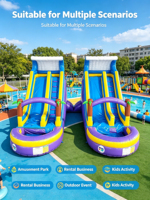 Toboggan Gonflable Robuste en PVC 18 OZ Certifié CE EN14960, Combo Double Piste avec Piscine à Eau pour Enfants et Adultes, Utilisation Extérieure