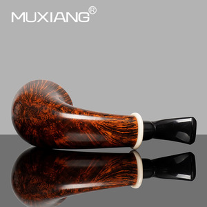 MUXIANG Briar Wood Smoking Pipe Bent Type Imitation Ivory Ring For Men Traditional Style Tobacco Pipe - Product Image 4