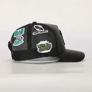 Gorra Trucker de Malla de Cuero PU con Logotipo Bordado de 5 Paneles, Personalizada OEM de Alta Calidad, Certificación BSCI - Product Image 4