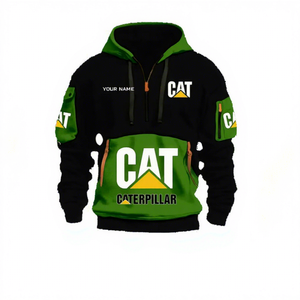 2025 Custom Men's 100% Cotton Fleece Winter Letter <b>Oversized</b> Anti-Pilling Multi-Pocket Zipper Sweatshirt 3D Trendy <b>Hoodie</b> - Product Image 1