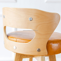 Chaise de bar moderne en bois massif légère avec siège rembourré et repose-pieds pour îlot de cuisine, salle de sport et café – Offre Spéciale