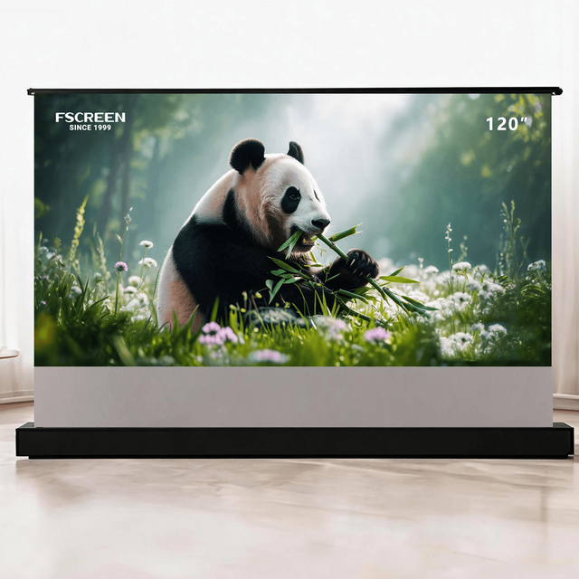 Fscreen Iris Series 120 Inch Fresnel ALR Motorized Floor Rising Projection Screen for Laser Triple Laser Long Throw Projector 8K