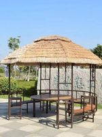 Promotion : Gazebo moderne d'extérieur pour cour, villa, maison, abri en chaume, structure en fer forgé, mobilier d'extérieur pour ferme, zone panoramique et salon de thé