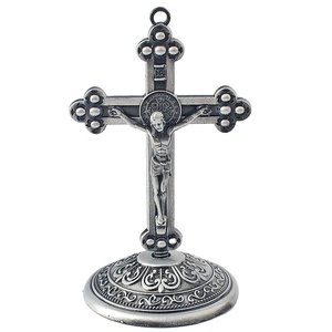 재고 공예 BZR21539 홈 장식을위한 기초 골동품 청동 도금 색상 가톨릭 십자가 - Product Image 1