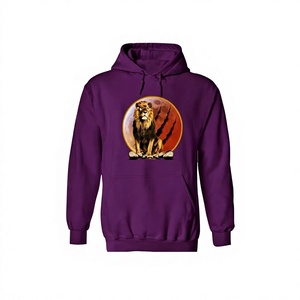 Sweat-shirts à capuche pour hommes, couleur unie, manches longues, cordon de serrage, décontractés, avec poches, couleur violette, sweat-shirt de sport - Product Image 1