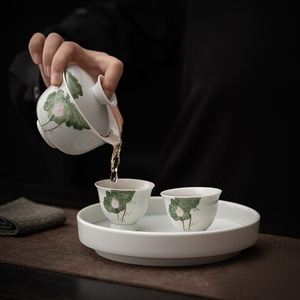 Kung Fu Tea Set <b>Small</b> Teapot Two Cups Gaiwan Complete Brewing Set Exquisite Hand Painted <b>Gift</b> Box For Home Use - Product Image 3