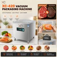 Machine de mise sous vide à grande chambre de pompage Xicang XC-420 420 mm, double transformateur, en acier inoxydable de qualité alimentaire pour l'emballage de la viande