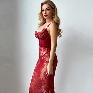 Robe élégante pour adulte, en maille transparente et dentelle, sans manches, moulante, sexy, robe de <span class=keywords><strong>nuit</strong></span> pour femmes, vêtements de maison - Product Image 3