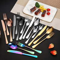 Ensemble de couverts en acier inoxydable poli miroir moderne de 24 pièces avec coffret de présentation pour la restauration de mariage en gros