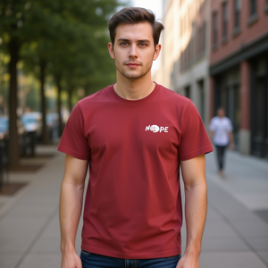 T-shirt No, in cotone rosso, abbigliamento casual unisex - Product Image 3