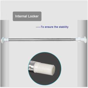 Accessoires de tige de douche télescopique écologique <span class=keywords><strong>sans</strong></span> perçage Support de <span class=keywords><strong>plafond</strong></span> incurvé poli <span class=keywords><strong>Tringle</strong></span> à rideau à bras oscillant réglable - Product Image 6