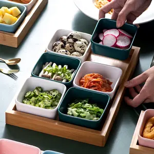 Nordic Sederhana Putih Hijau Merah Muda Biru Piring Buah Kering Makanan Penutup Mangkuk Camilan Salad Makanan Kacang Penyimpanan Kayu Piring Pemegang Peralatan Makan