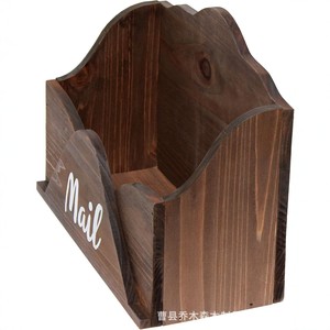 Boîte aux lettres en bois, organisateur de bureau, double compartiment, porte-lettres en bois massif, couleur rétro, boîte de rangement 18L - Product Image 3