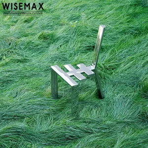 WISEMAX FURNITURE Mobilier design élégant <span class=keywords><strong>art</strong></span> déco fauteuil salon événementiel <span class=keywords><strong>chaise</strong></span> de salle à manger d'appoint en acier inoxydable - Product Image 1