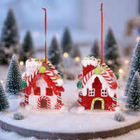 Breloques suspendues, ornement d'arbre de noël, maison en résine, pain porte-bonheur