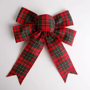 Handmade decoration gift packing jute burlap ribbon bow for Christmas tree decoration