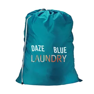 Custom Logo Zachte Jumbo Nylon Waszak Nylon Wasmand Baglaundry Zak Mesh Met Rits