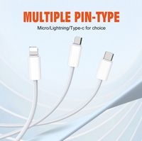 Kabel USB LDNIO LS891 Pengisian Cepat Kabel Data Micro/ip/type-c Kotak Warna CE Micro USB Ponsel + Komputer Pribadi