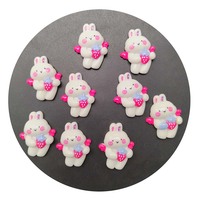 Breloques en résine mignonnes : ours fraise, lapin, nuage – Breloques plates en résine pour projets de colle crème, pinces à cheveux, décoration de coques de téléphone