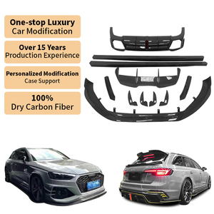Kit de carrosserie en fibre de carbone de style IP pour <span class=keywords><strong>Audi</strong></span> RS4 Avant B9 B10 2020-2023 jupes latérales à lèvre avant diffuseur arrière pare-chocs Canards aile de toit - Product Image 1
